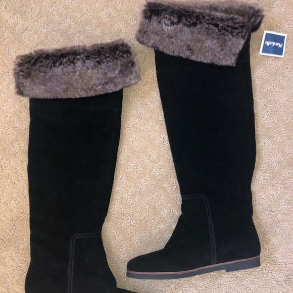 Sam Edelman Over The Knee Suede Faux Fur Boot - Picture 2 of 7